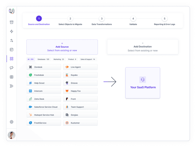 Intuitive step-by-step migration UI for end users