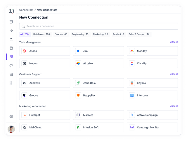 Connect to Most Popular SaaS Apps within minutes