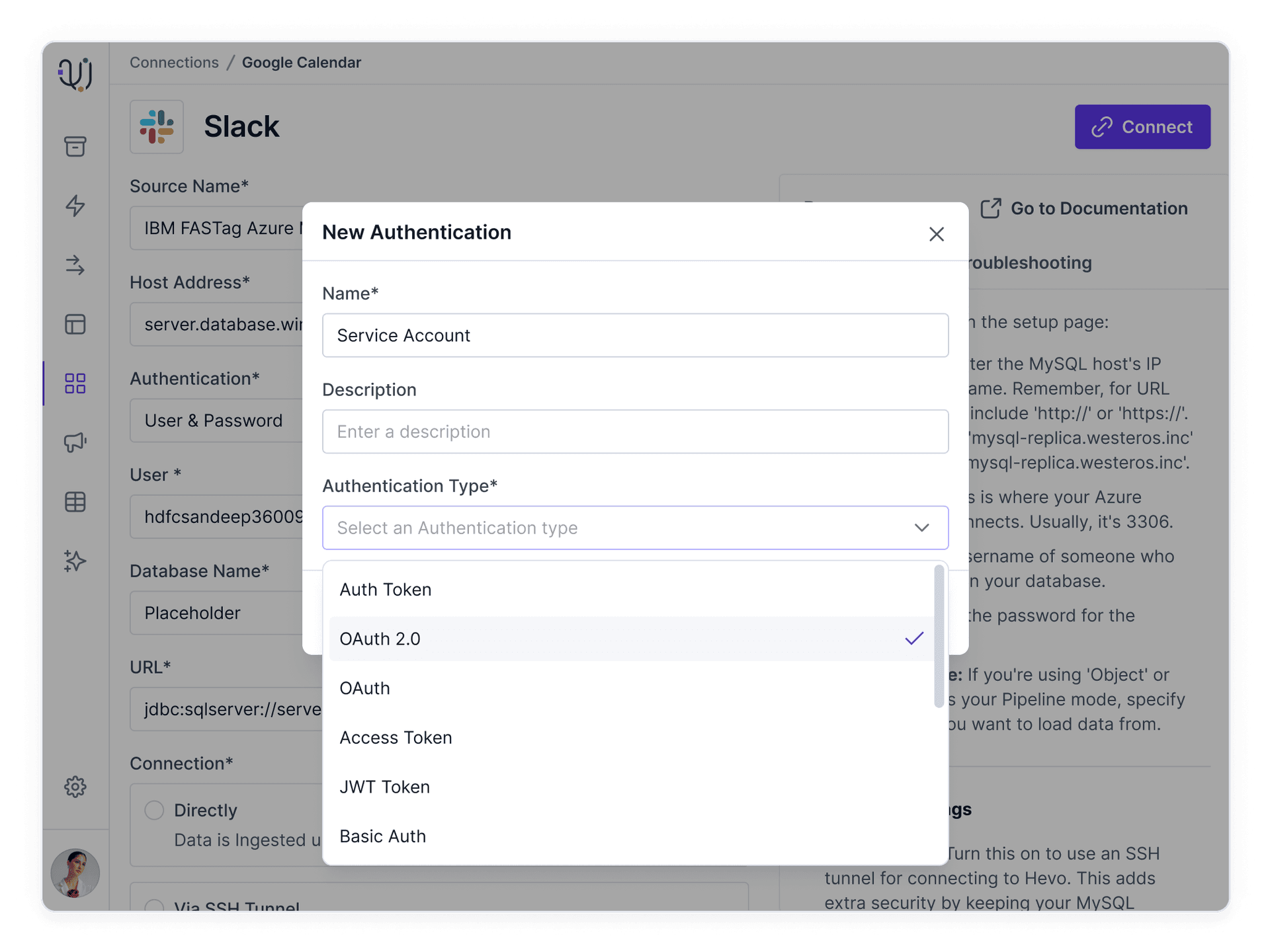 Support for various authentication methods