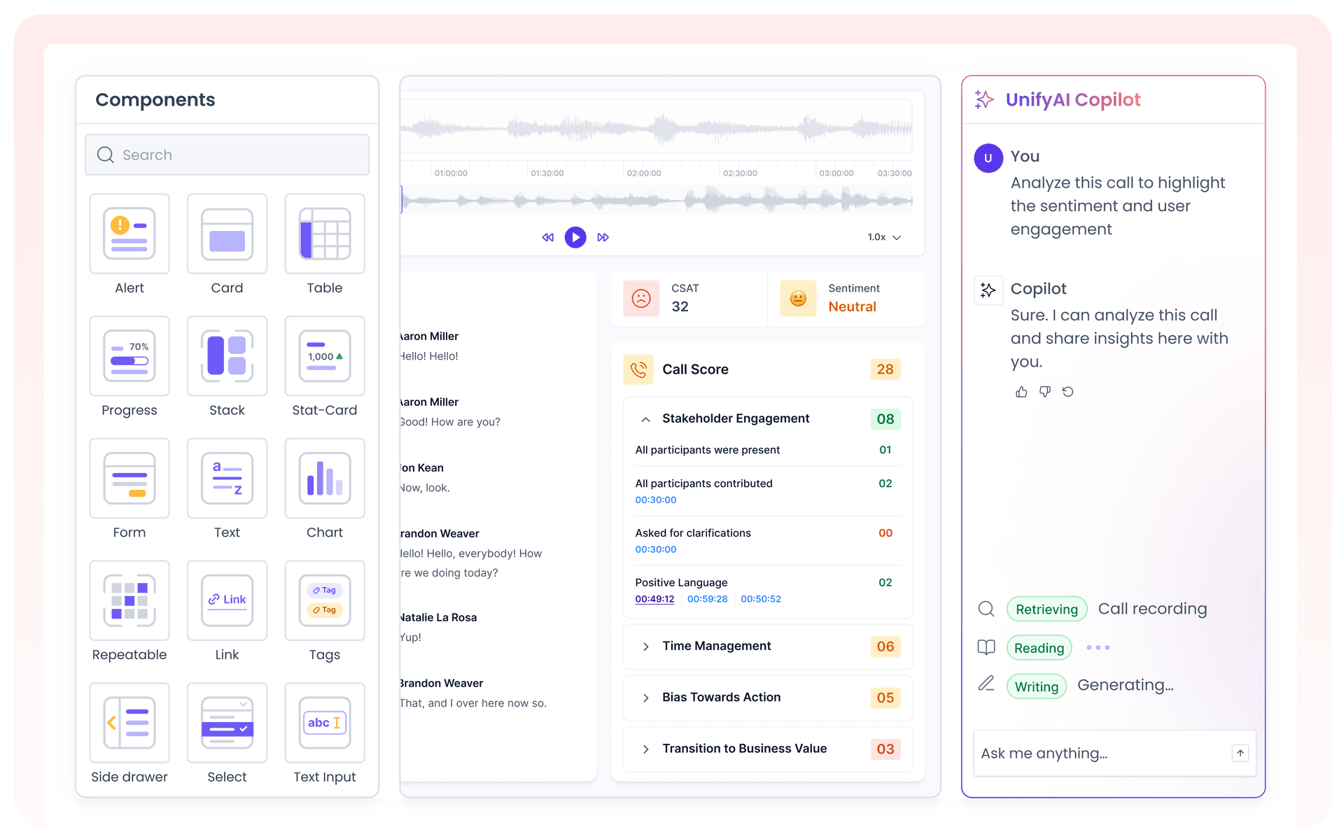 Design intuitive AI-powered interfaces with drag-and-drop simplicity